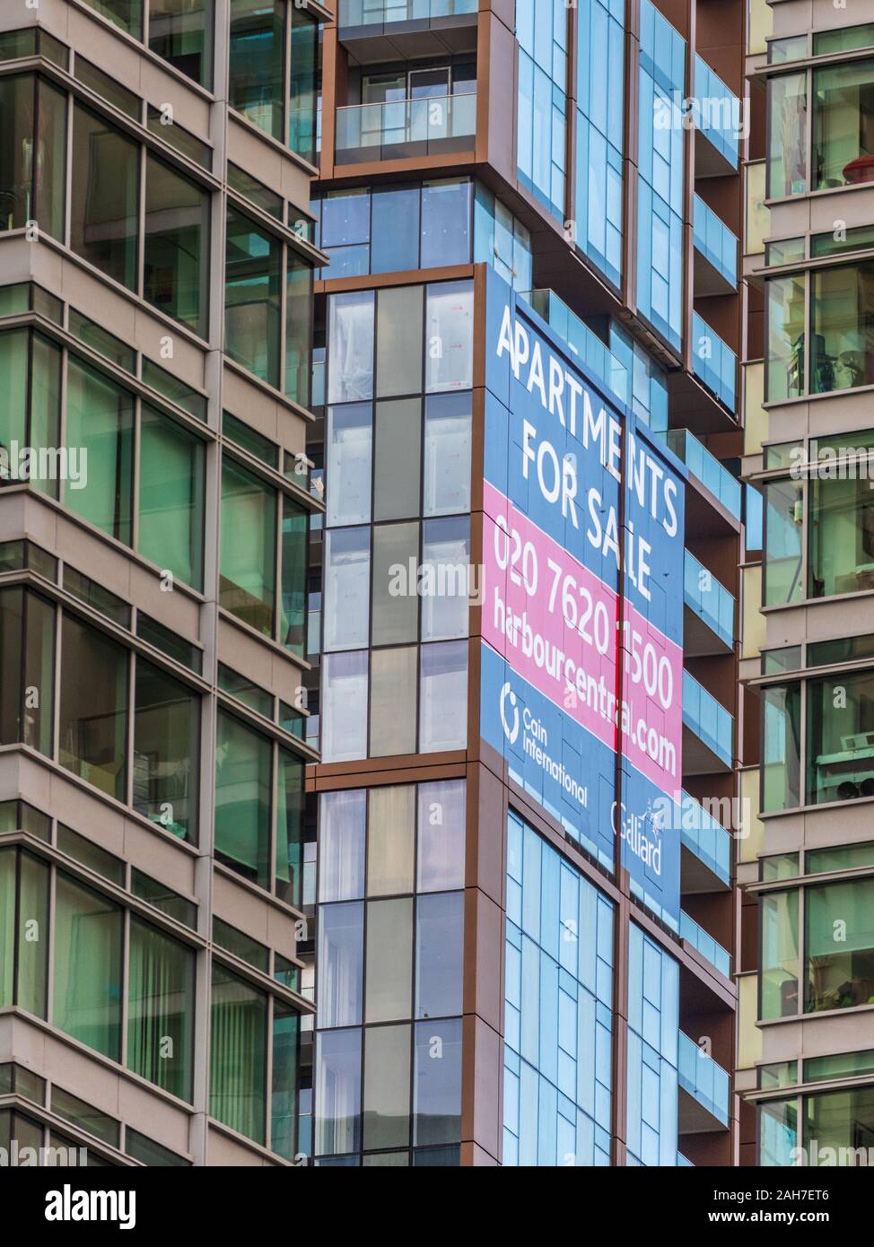 Apartments zum Verkauf London Docklands Canary Wharf Stockfoto