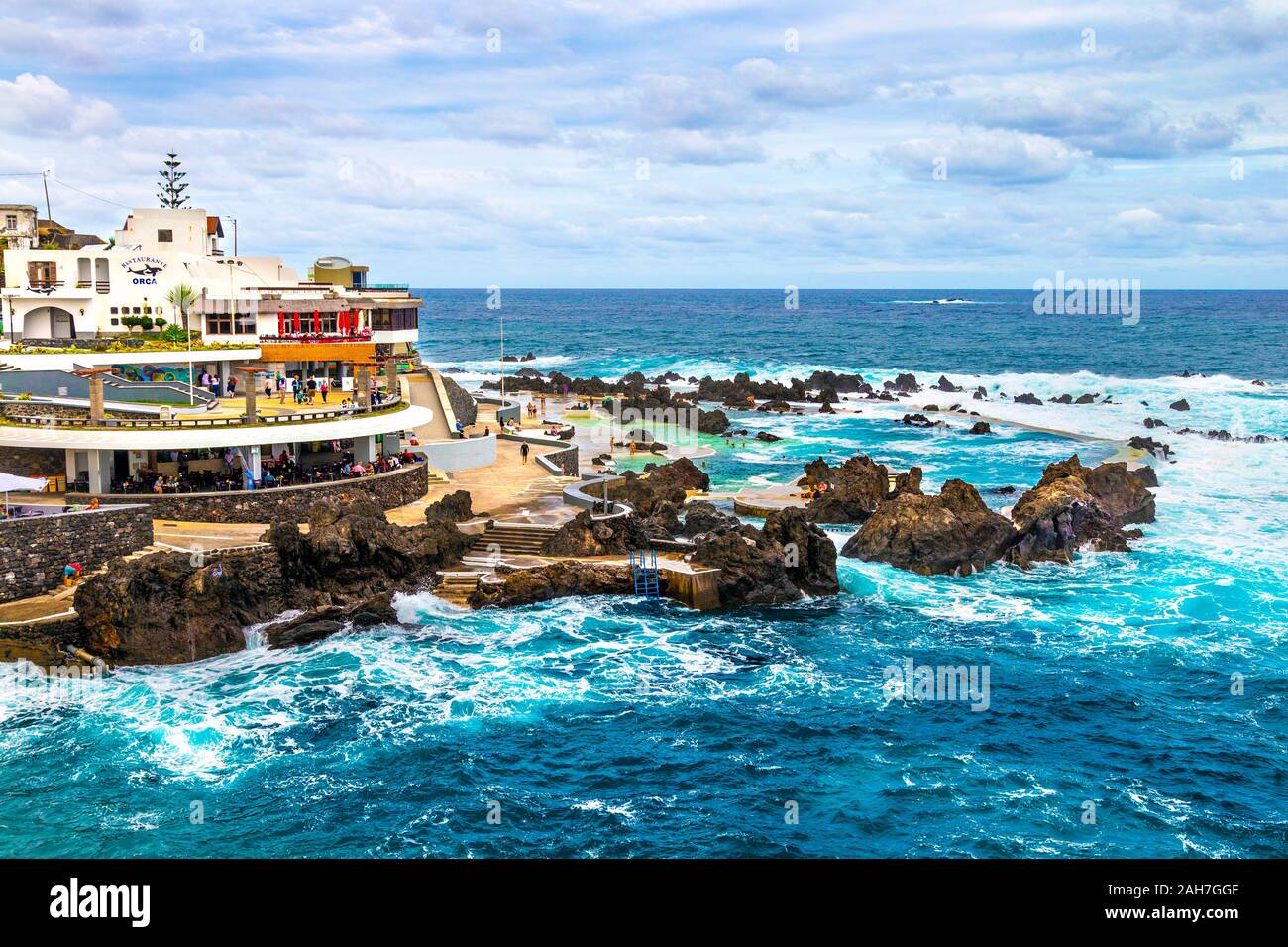 Natürliche lava Schwimmbäder in Porto Moniz, Madeira, Portugal Stockfoto