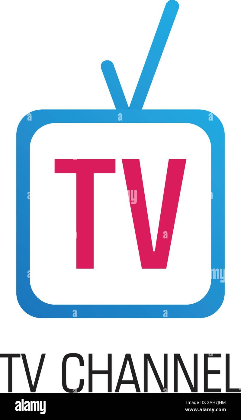 Online-TV-Kanal Logo Design Vorlage, TV-Symbol, Live Streaming, Entertainment Company, Antenne, Blau, Rot, Vektor-EPS 10. Stock Vektor