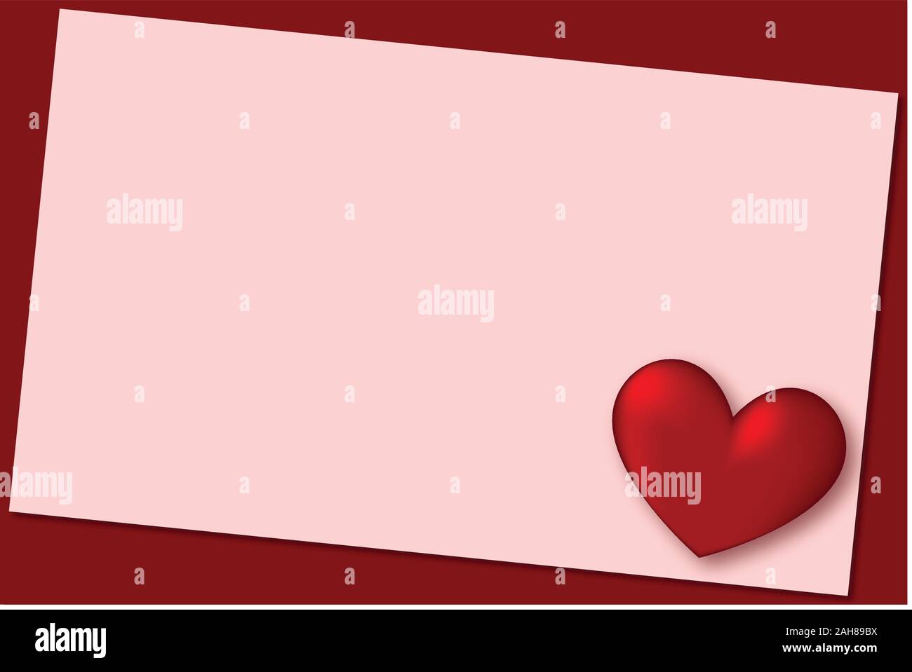 Valentines Tag Karte mit 3d-rotes Herz und kopieren Sie Platz für Text, Valentines Tag Einladung Vorlage Stock Vektor