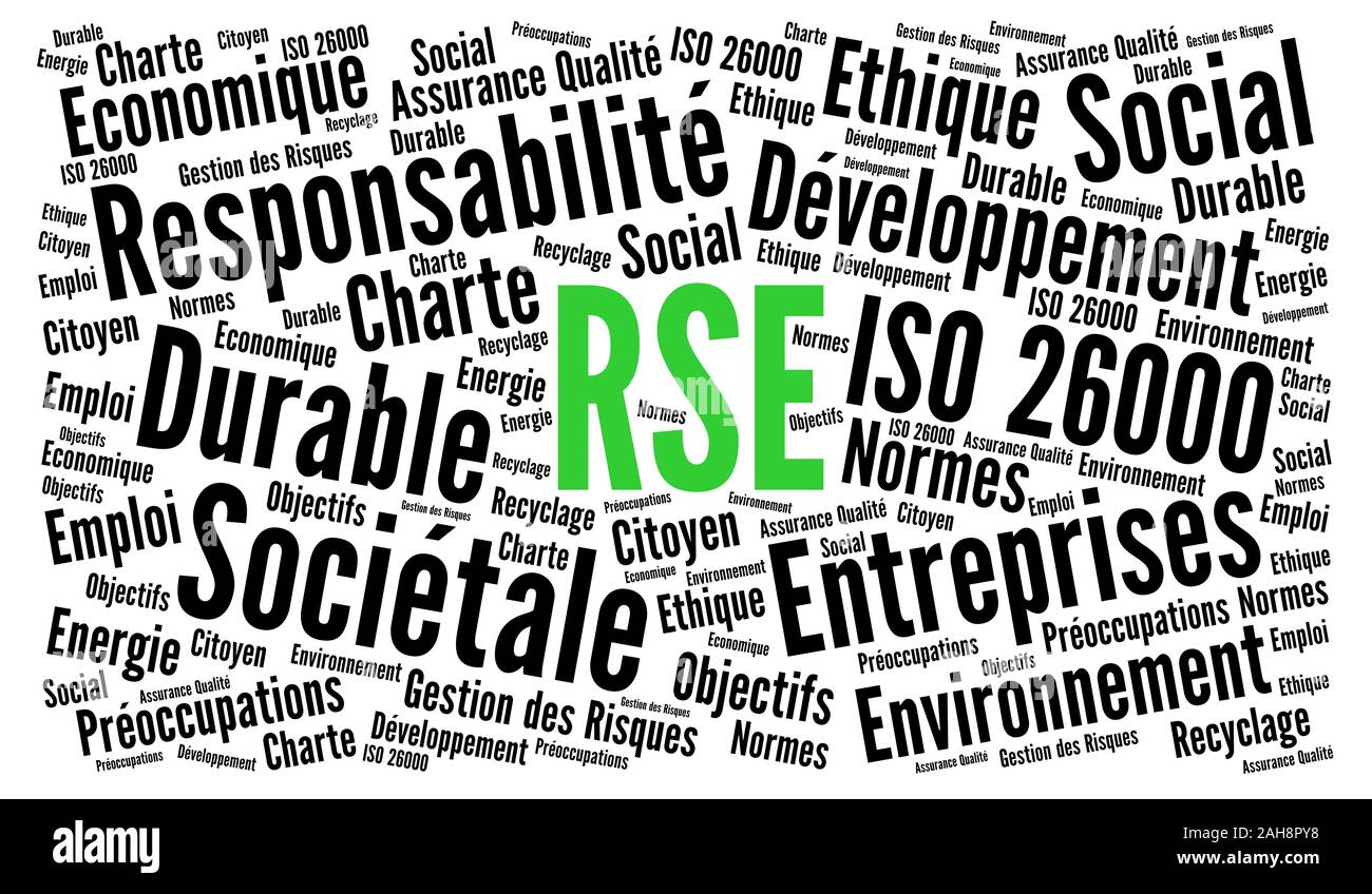CSR corporate social responsibility Wort Wolke in französischer Sprache Stockfoto