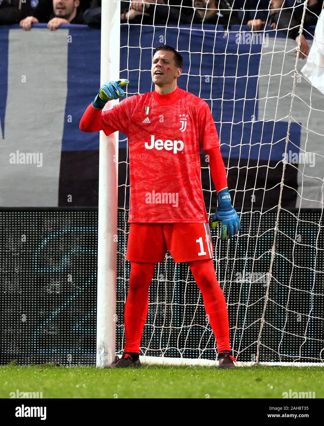 Bergamo, ITALIEN - 23. November 2019: Wojciech Szczesny Gesten während der Serie A 2019/2020 ATALANTA gegen JUVENTUS im Atleti Azzurri d'Italia Stadion. Stockfoto