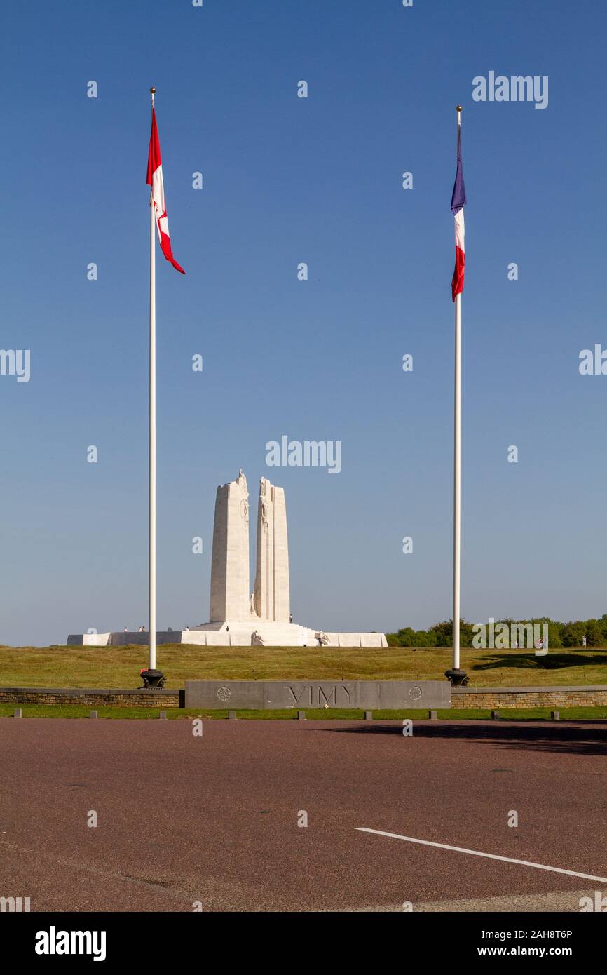 Canadian National Vimy Memorial (Ersten Weltkrieg Memorial) auf die Vimy Ridge in der Nähe von Arras. Stockfoto