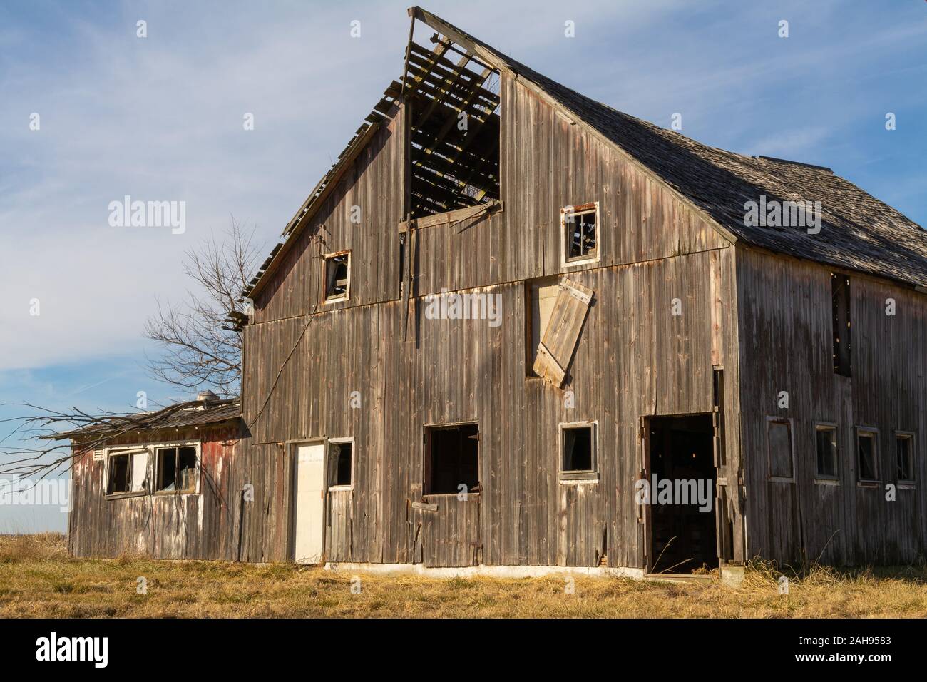 Alte Scheune im Mittelwesten. Bureau County, Illinois, USA Stockfoto