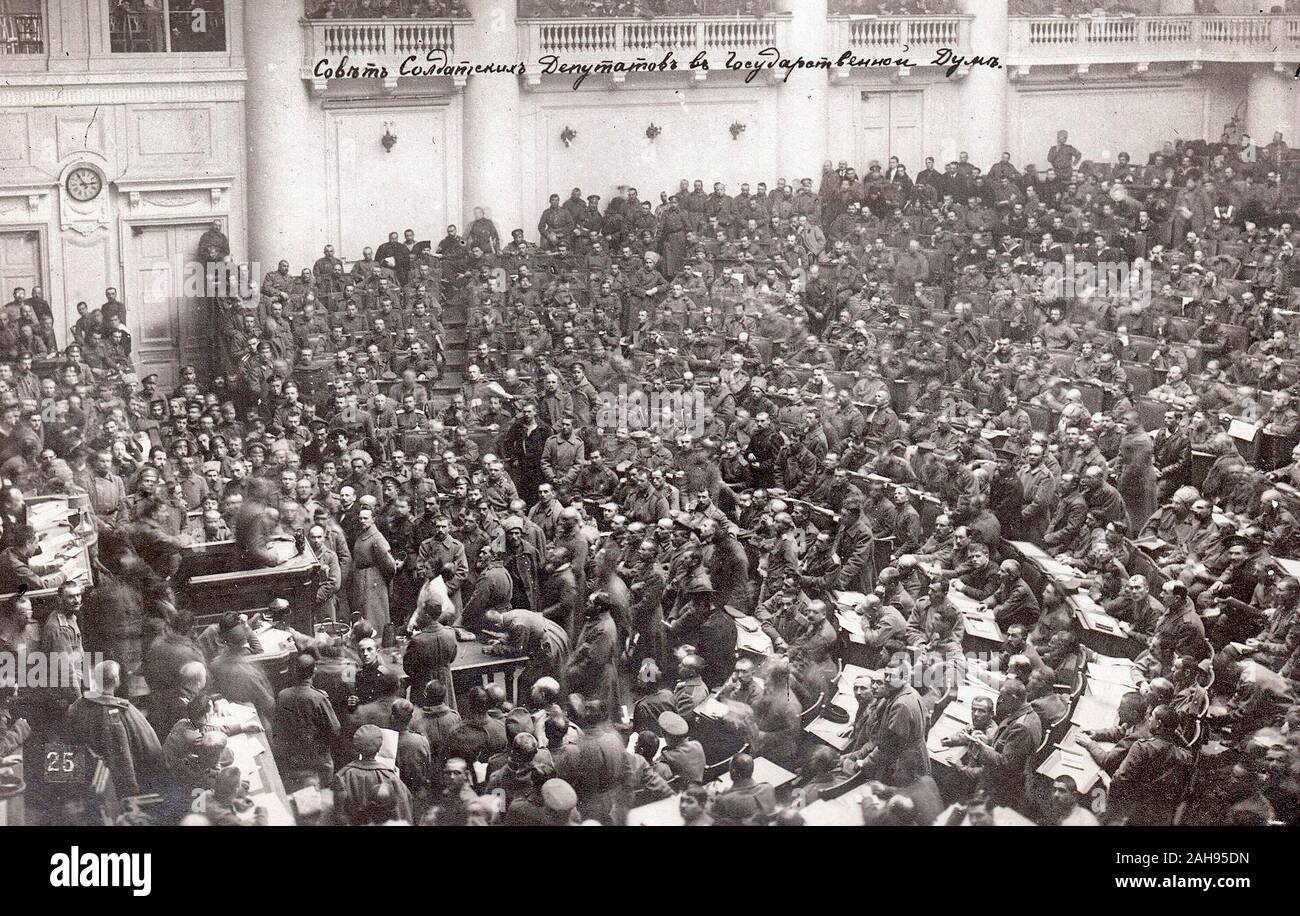 Versammlung des Petrograder Sowjets im Jahr 1917 Stockfoto