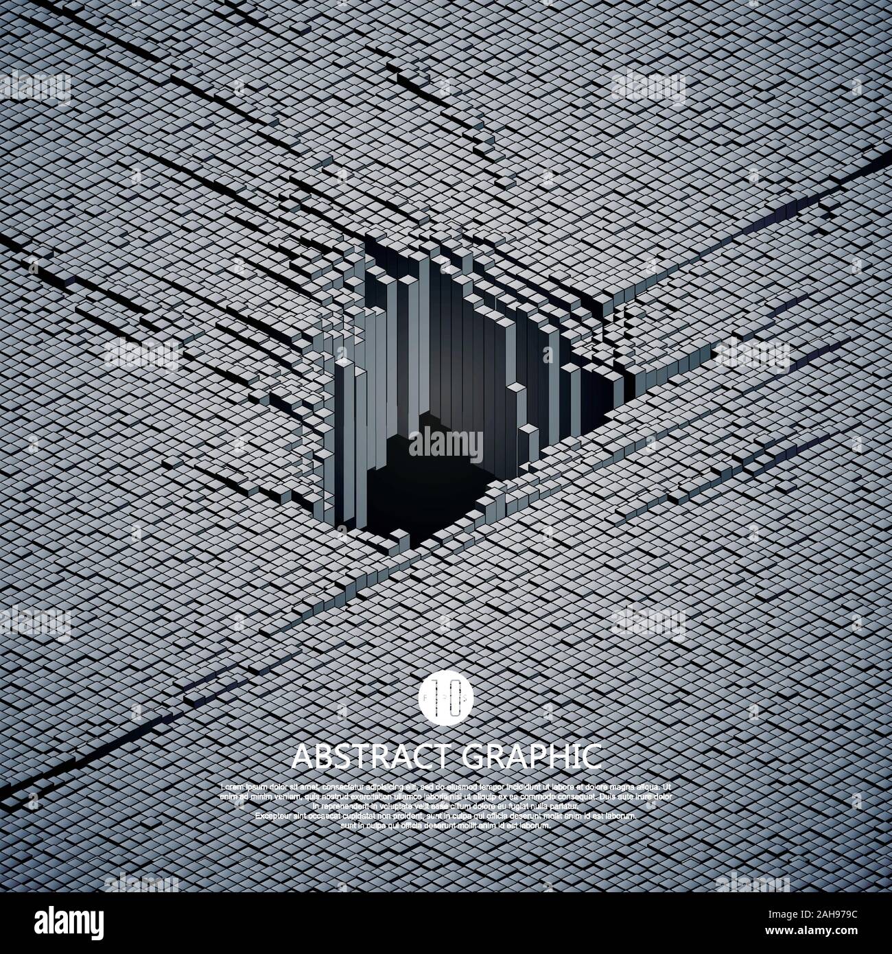 Matrix der unzähligen Blocks, große Daten, das Konzept der Zusammenbruch, Cloud Computing, Computer Konzepte. Stock Vektor