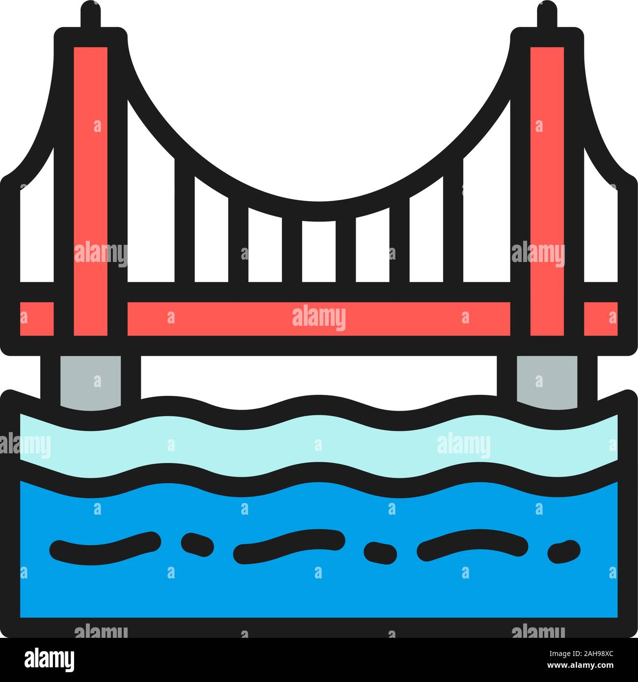 Golden Gate Bridge, San Francisco, USA flat Color Line Symbol. Stock Vektor
