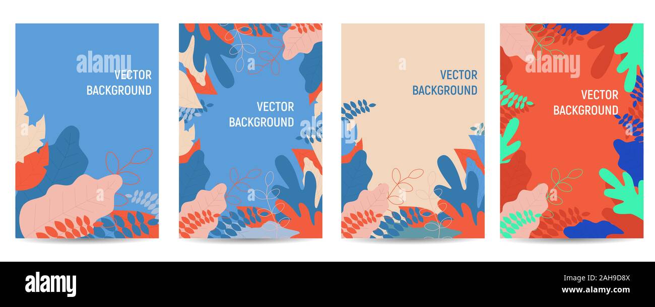 Vektor abstrakte Hintergründe - brillante Cover Design Vorlagen, Banner, Social Media Wallpaper mit Blätter und Blüten. Stock Vektor