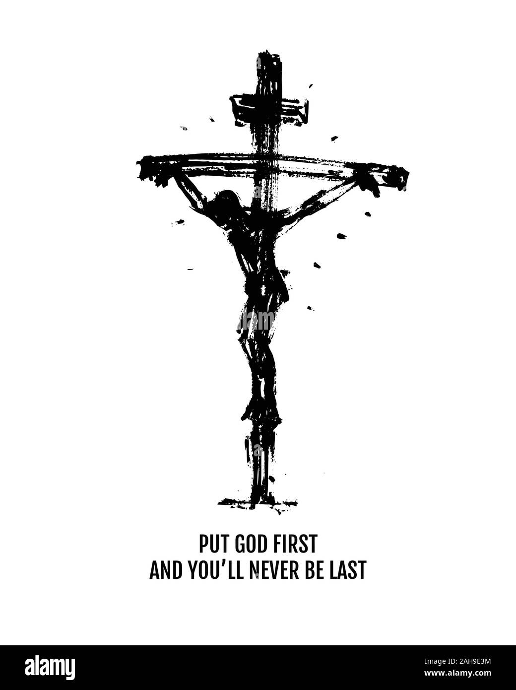 Jesus am Kreuz. Hand gezeichnete Skizze. Stock Vektor