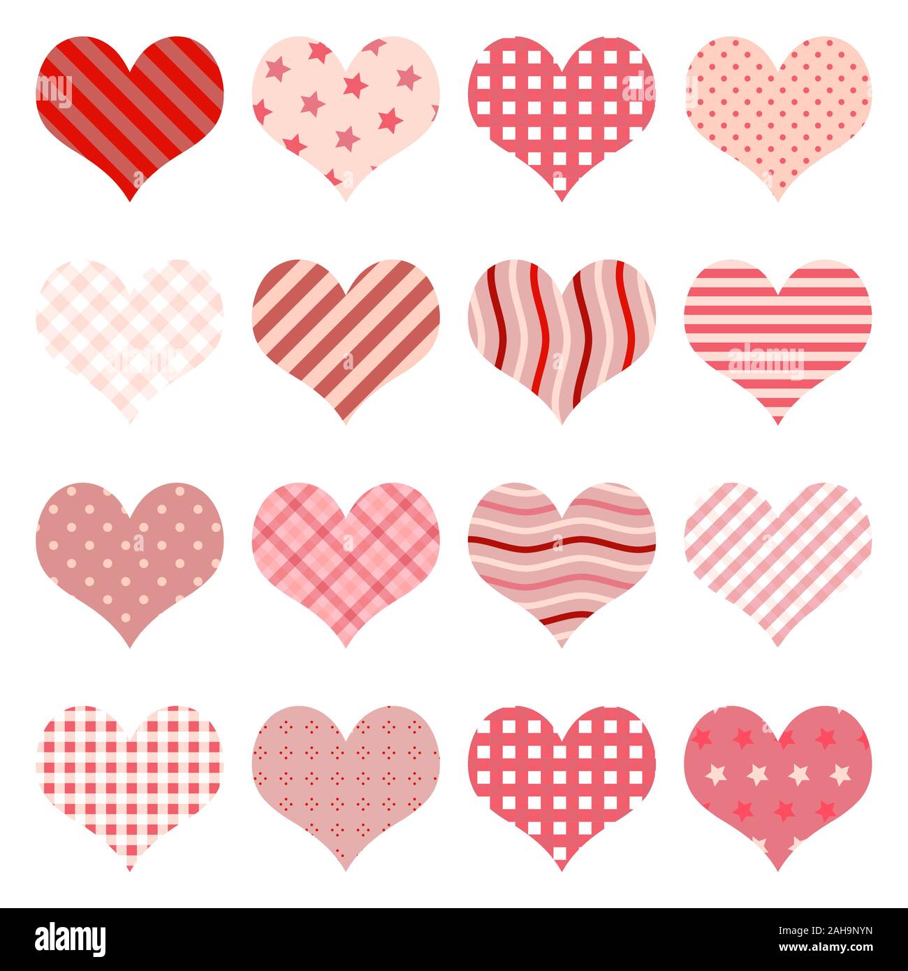 Sammlung von verschiedenen schönen Herzen für Liebe zum Valentinstag oder Muttertag Stock Vektor