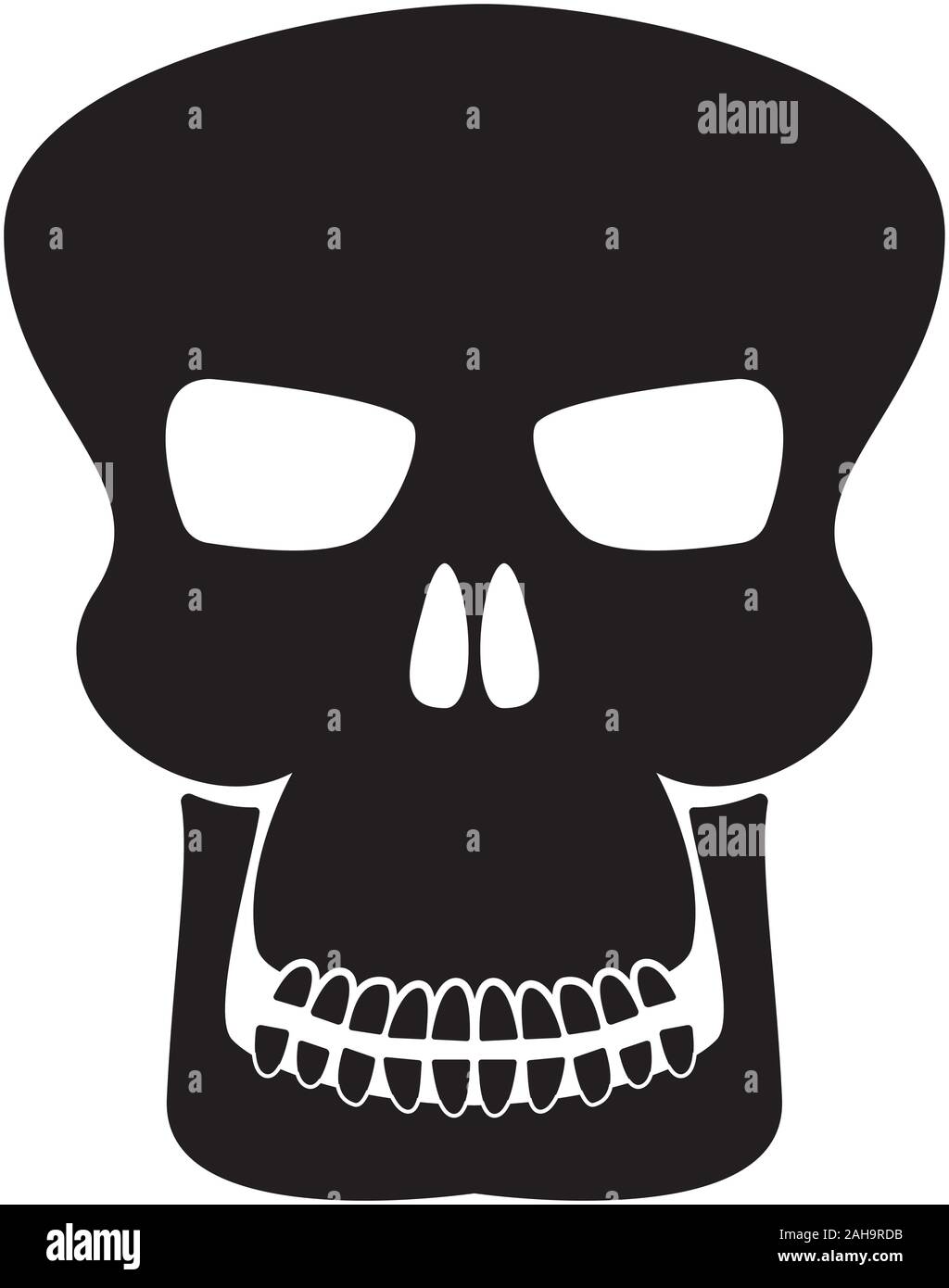 Schädel unterzeichnen. Schwarzes Symbol. Vector Illustration auf weißem Hintergrund. Stock Vektor