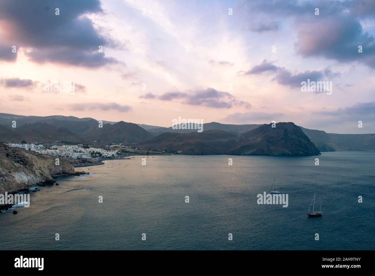 Naturpark Cabo de Gata, Almeria, Spanien in der blauen Stunde Stockfoto