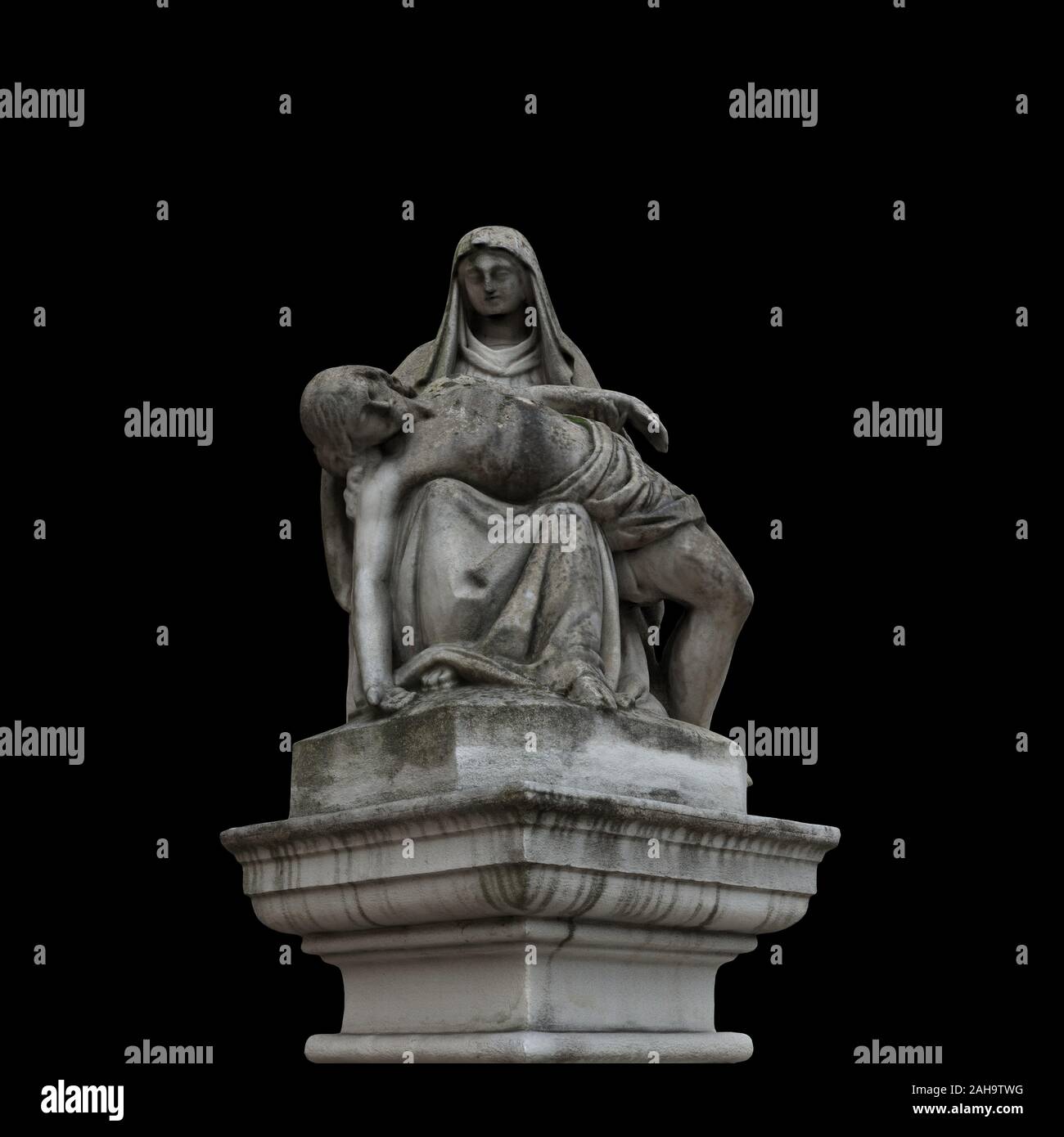 Pieta Skulptur Mutter und Sohn Jungfrau Maria von Michelangelo künstlerische Kunst auf soliden Hintergrund 3d Illustration Stockfoto