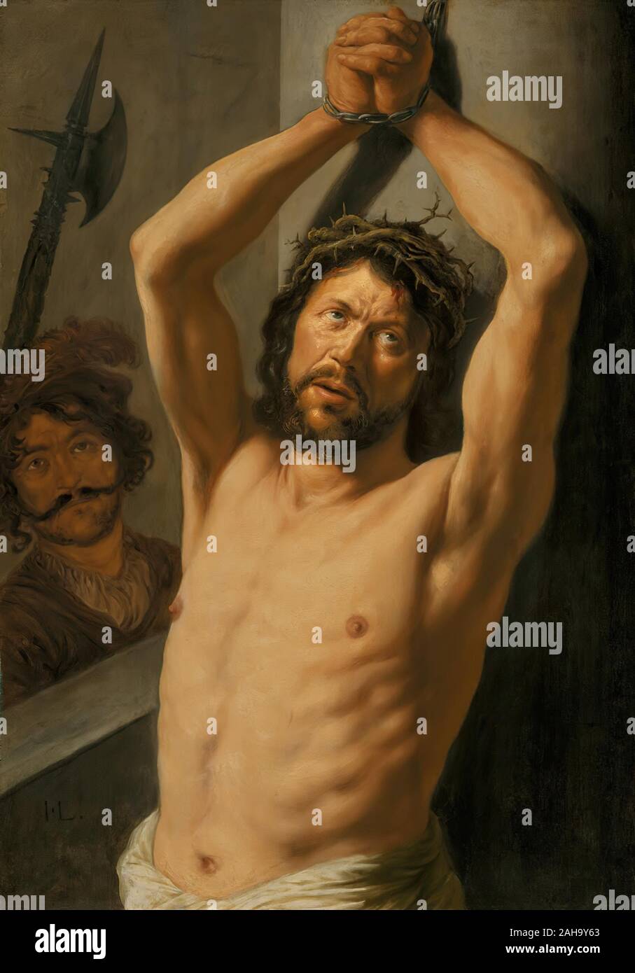 Jan Lievens. Christus in der Spalte. 74 x 106,5 cm. Panel, 1641. Stockfoto