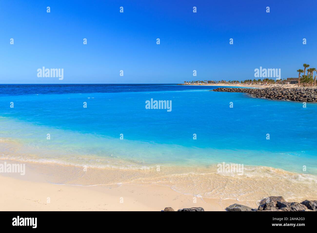 Schattierungen von Blau auf einem Bahamas Insel Stockfoto