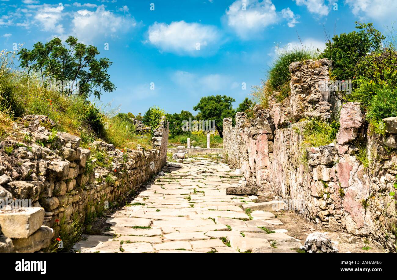 Ruinen der antiken Stadt Side in der Türkei Stockfoto