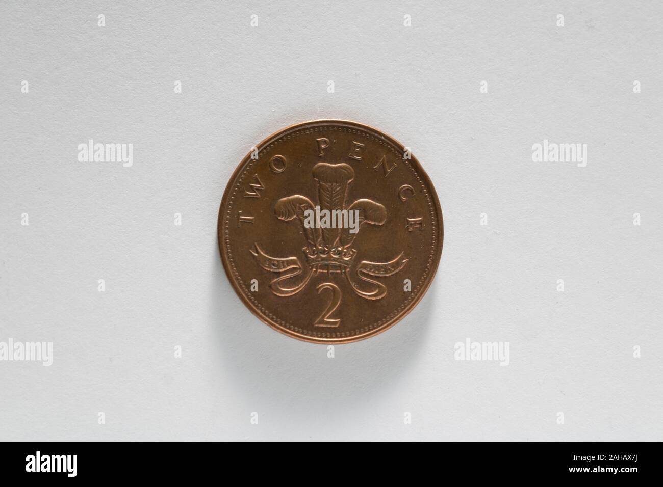 Brirish Währung - 2 p Stück Stockfoto