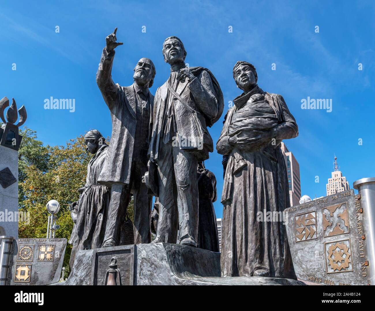 Internationale Denkmal für die Underground Railroad, Detroit Riverwalk, Detroit, Michigan, USA Stockfoto