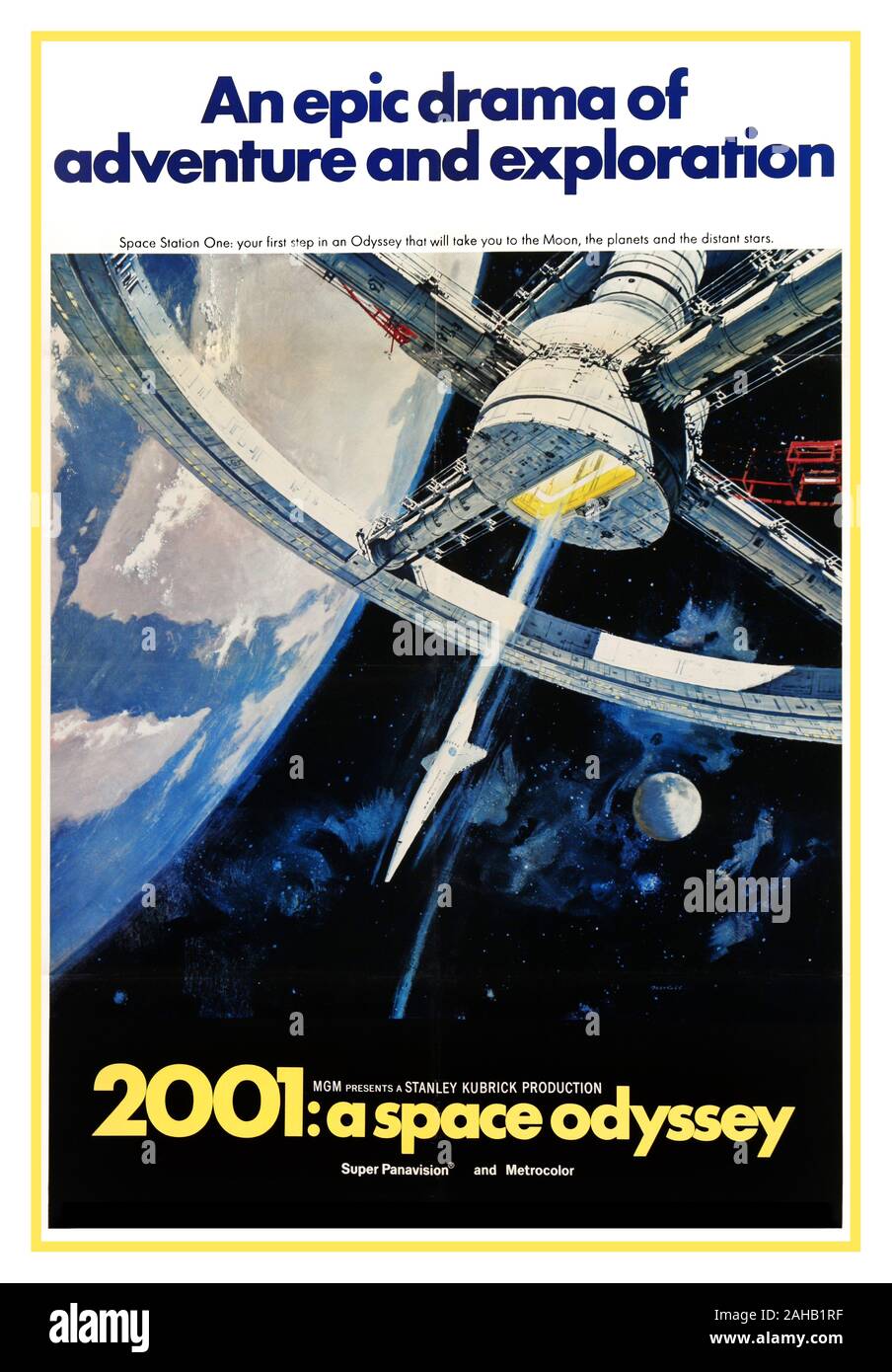2001: A Space Odyssey Vintage 1968 Movie Poster Regie: Stanley Kubrick Schriftsteller Stanley Kubrick (Drehbuch), Arthur C. Clarke (Drehbuch) Stars: Keir Dullea, Gary Lockwood, William Sylvester. *©️MGM STUDIOS* Stockfoto