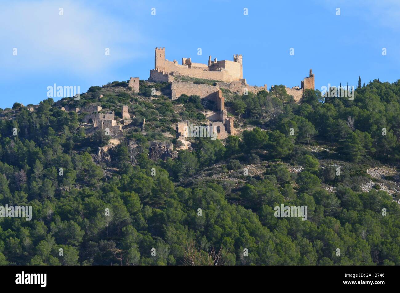 Die Maurische und Templer Burg (10. - 13. Jahrhundert) von Alcala de Xivert, Region Valencia (Spanien) Stockfoto