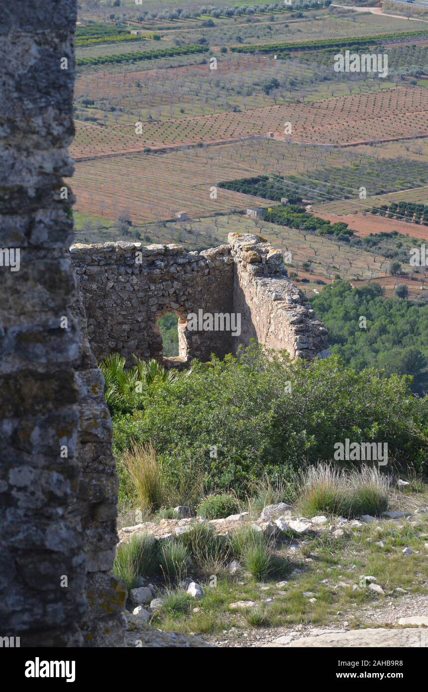 Die Maurische und Templer Burg (10. - 13. Jahrhundert) von Alcala de Xivert, Region Valencia (Spanien) Stockfoto