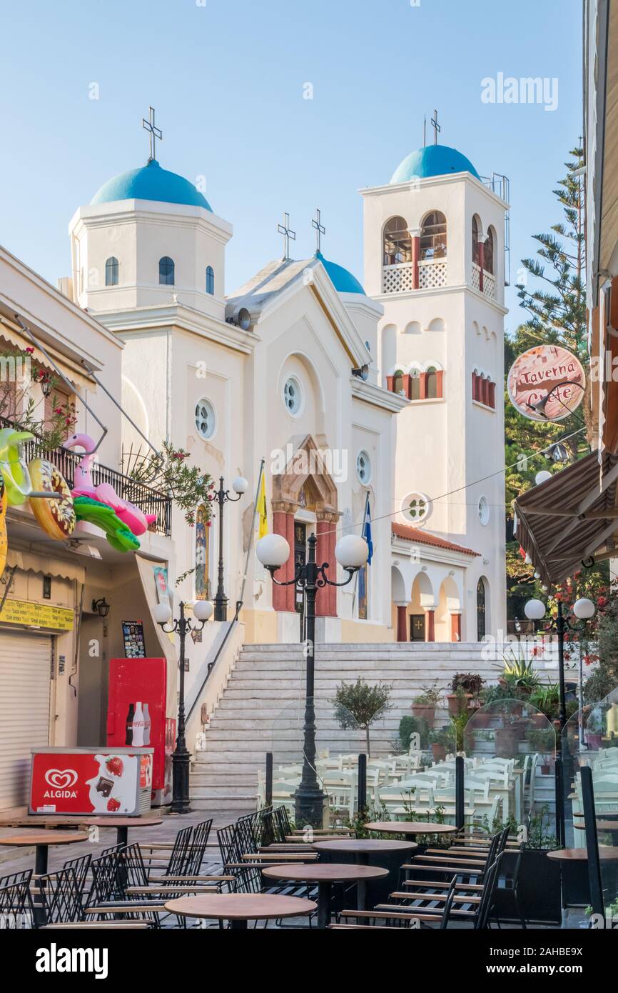 Kos, Griechenland - 19. September 2019: Die Kirche von Agia Paraskevi. Die Griechisch-orthodoxe Kirche überlebt das Erdbeben 1933. Stockfoto
