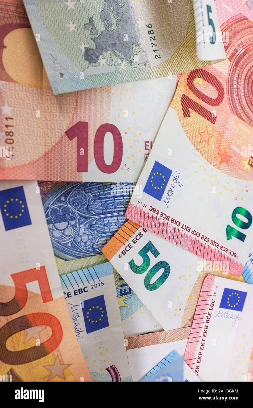 Nahaufnahme des Europäischen Euro-banknoten. Der Euro ist die Währung in der Eurozone. Stockfoto