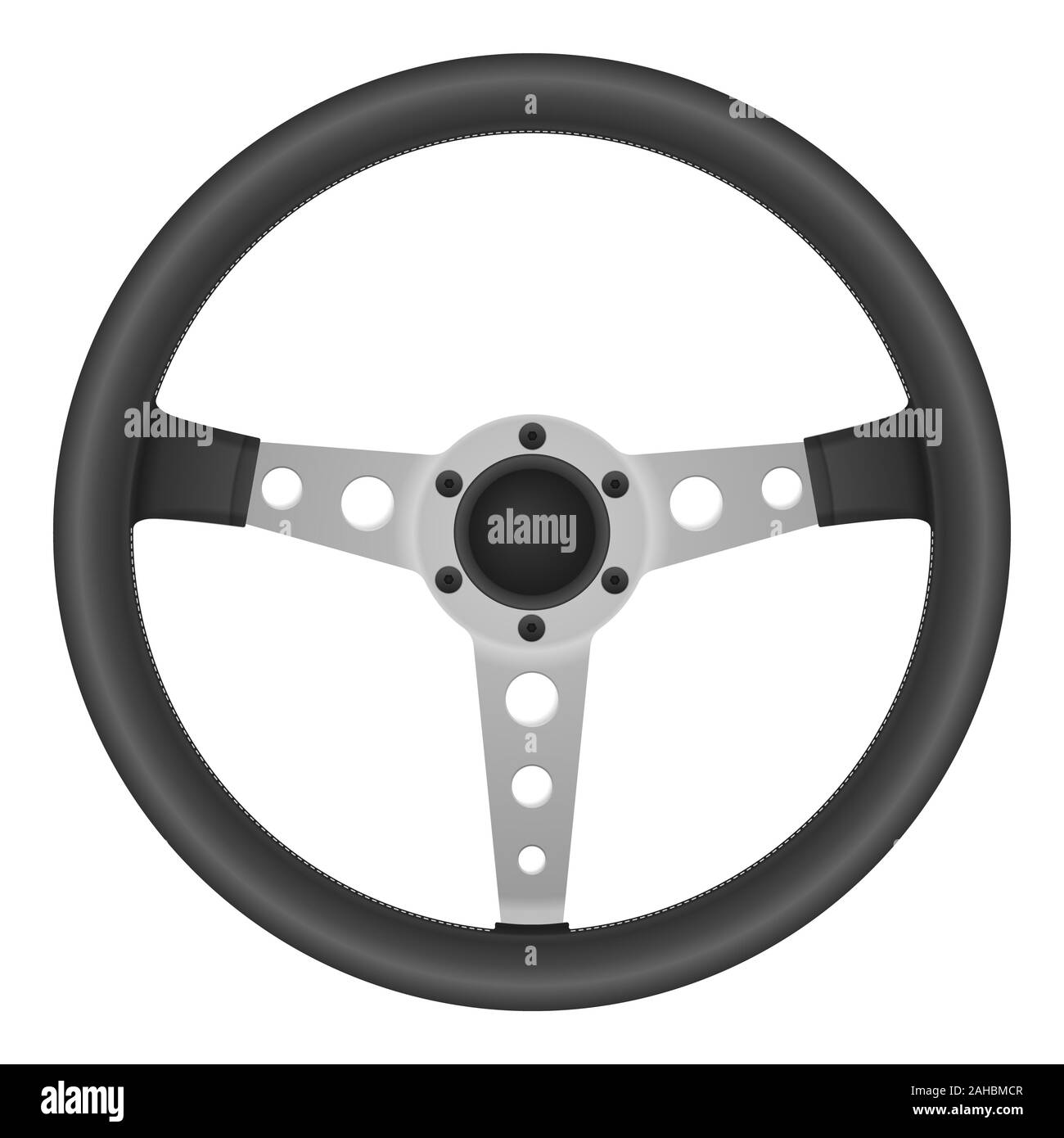 Auto Lenkrad auf einem weißen Hintergrund. Vector Illustration. Stockfoto