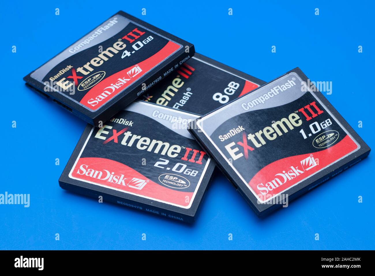 Gebrauchte CompactFlash-Speicherkarten, gemischter Speicher Von Sandisk Extreme 111 Stockfoto