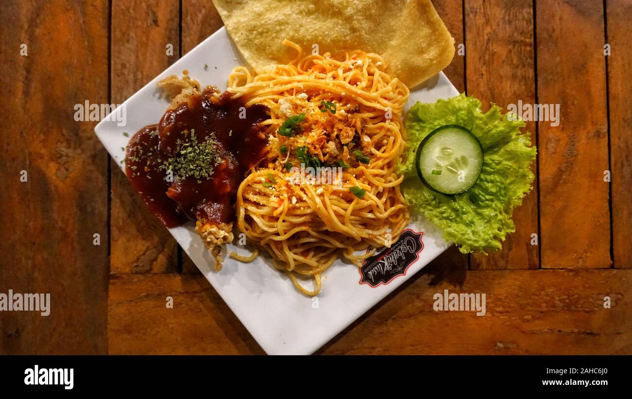Asiatische Huhn würzige Nudelsuppe essen Fotografie Stockfoto