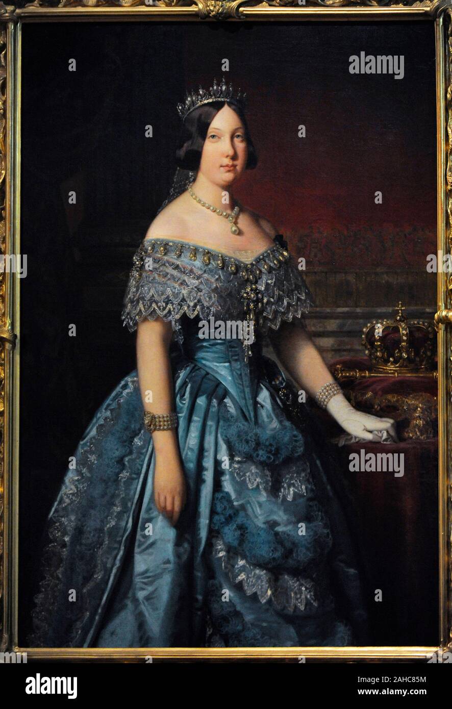 Isabella II (1830-1904). Königin von Spanien. Portrait von Federico de Madrazo y Kuntz (1815-1894), 1849. Museum der Romantik. Madrid. Spanien. Stockfoto