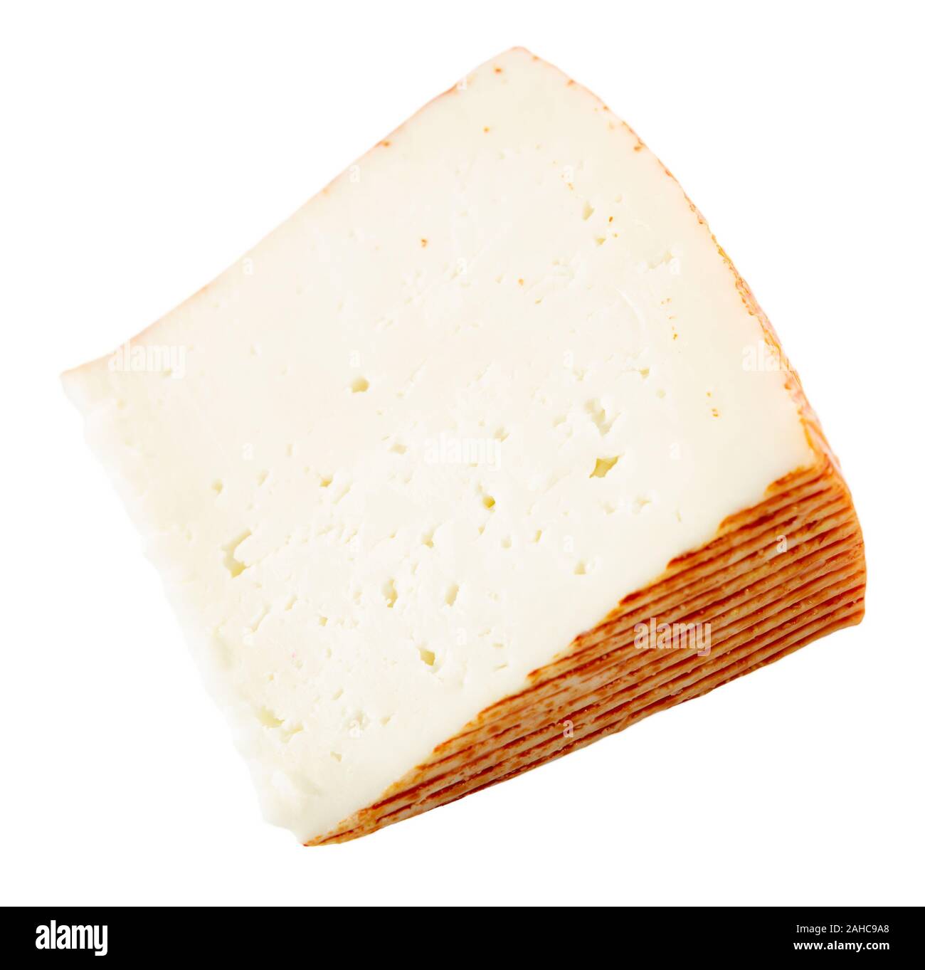 Sektor der frischen semi-soft Cheese. Auf weissem Hintergrund Stockfoto