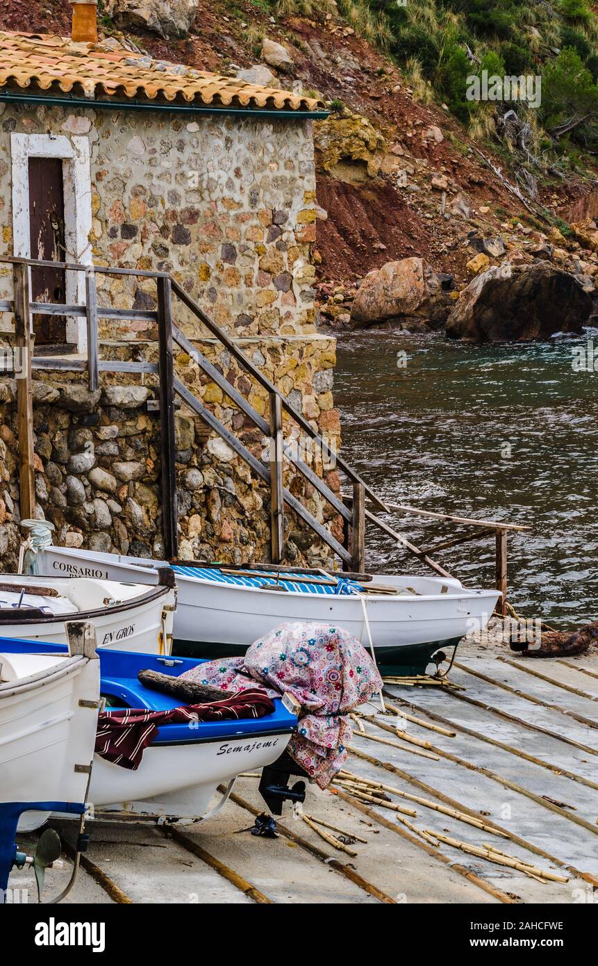 Marine von Port de Valldemossa, Mallorca, Balearen, Spanien Stockfoto