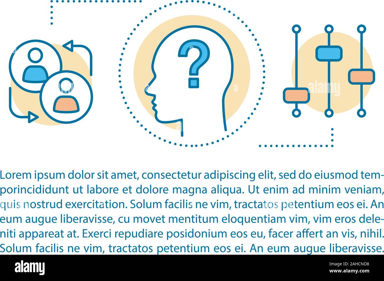 Beachten Einstellung Konzept lineare Abbildung. Soziale Interaktion, Meditation, Gedanken zu steuern. Artikel, Broschüre, Zeitschrift Seite. Dünne Linie Symbole mit Tex Stock Vektor