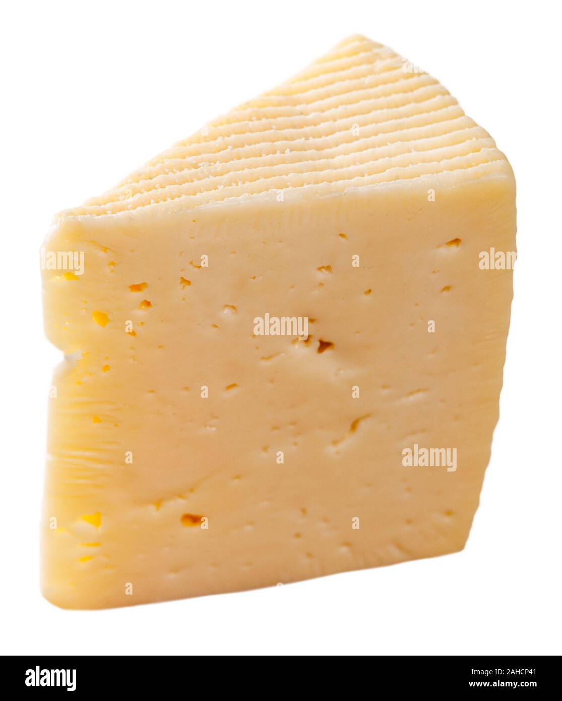 Schnitt von frischen Käse. Auf weissem Hintergrund Stockfoto
