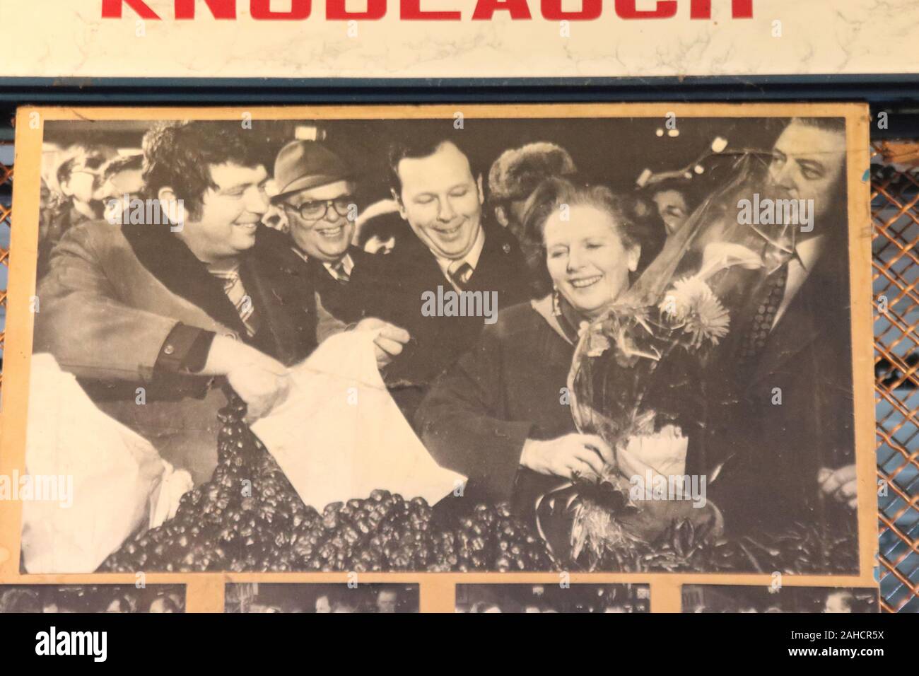 Altes Bild von Margret Thatcher nach Budapest Stockfoto