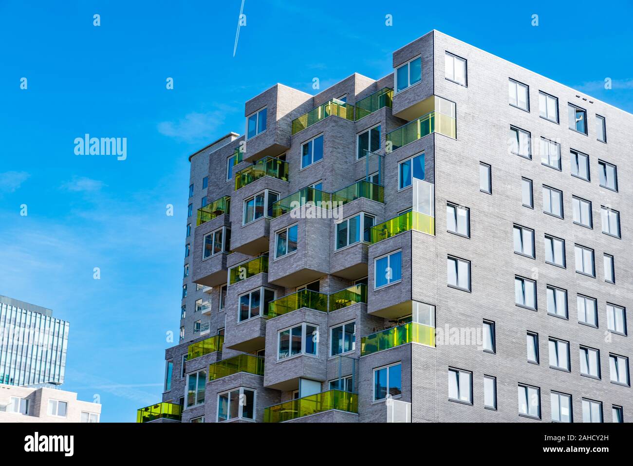 Amsterdam, 29. September 2019 Glas Tower Gebäude im Finanzzentrum der Stadt Amsterdam in Holland die Niederlande die IJ-als Witz eine Namens Stockfoto