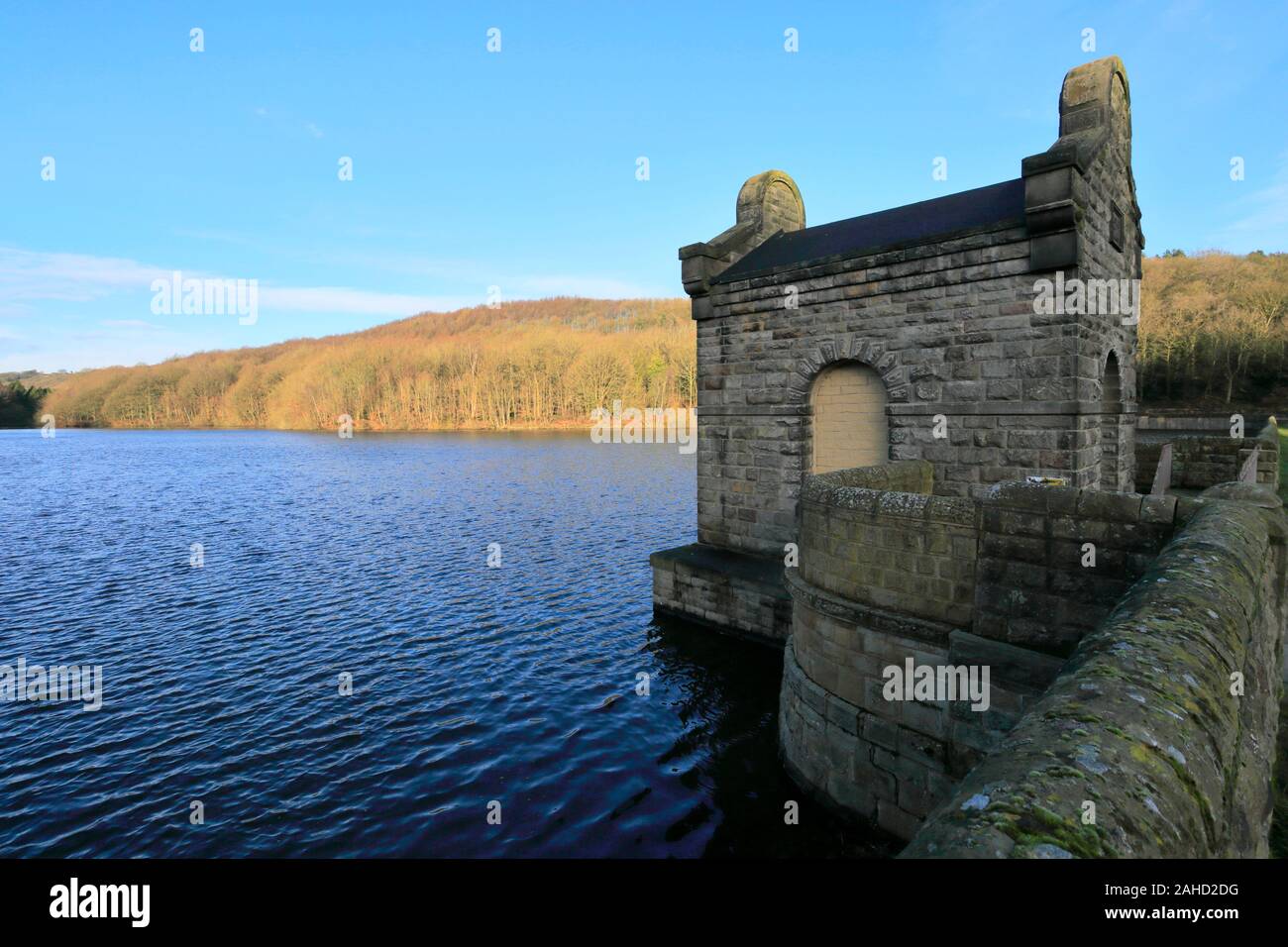 Blick über linacre Behälter und Country Park in Cutthorpe, Nationalpark Peak District, Derbyshire, England, Großbritannien Stockfoto