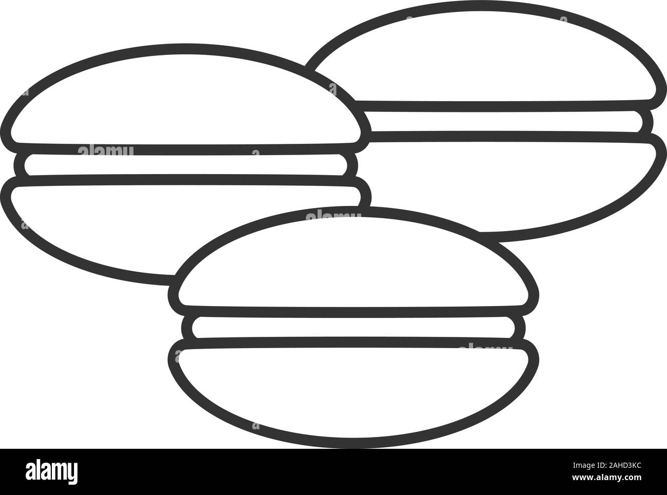 Macarons lineare Symbol. Dünne Linie Abbildung. Kontur Symbol. Vektor isoliert Maßbild Stock Vektor