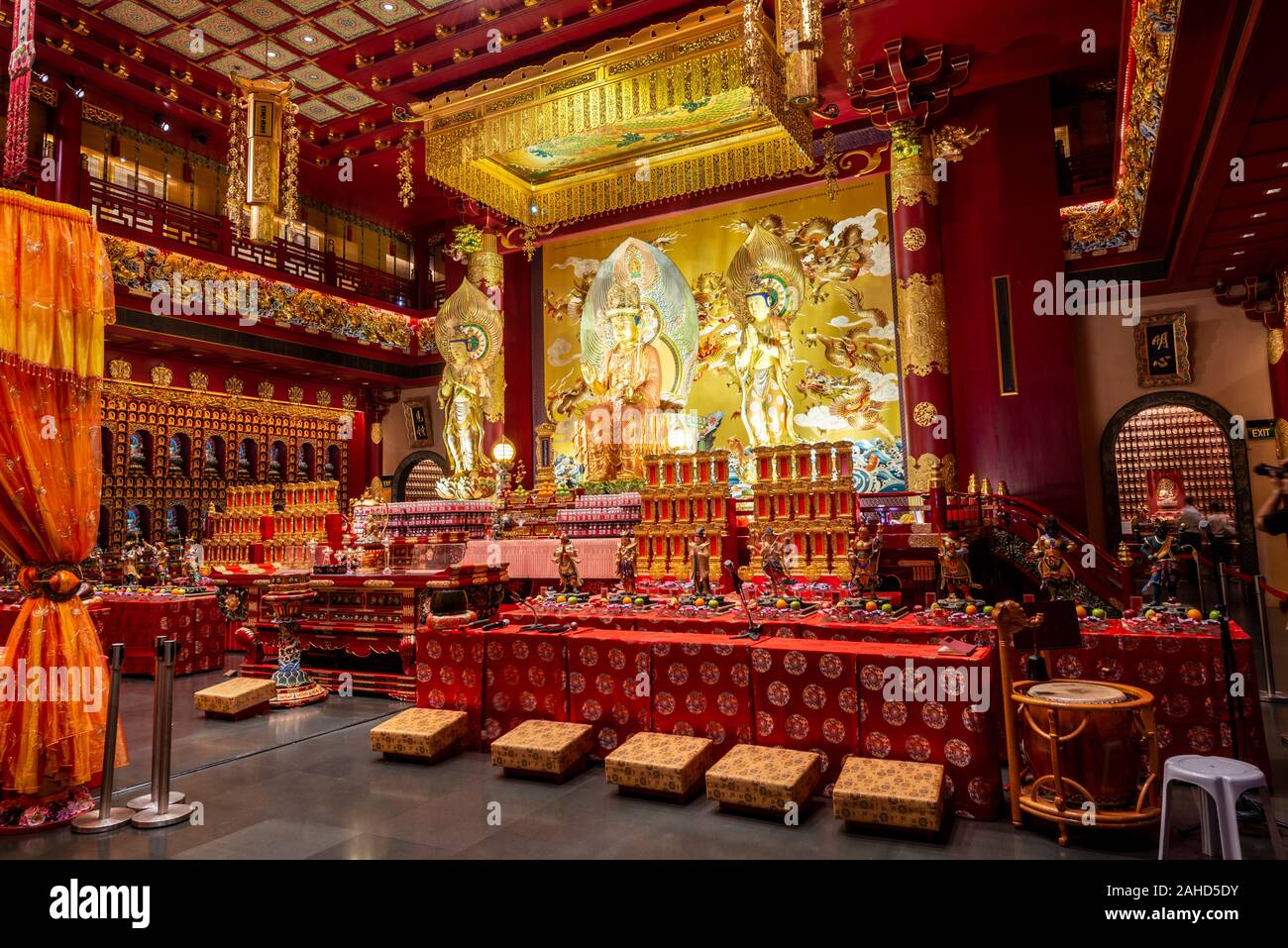 Innenansicht, Buddha Zahns Tempel, Chinatown, Singapur Stockfoto
