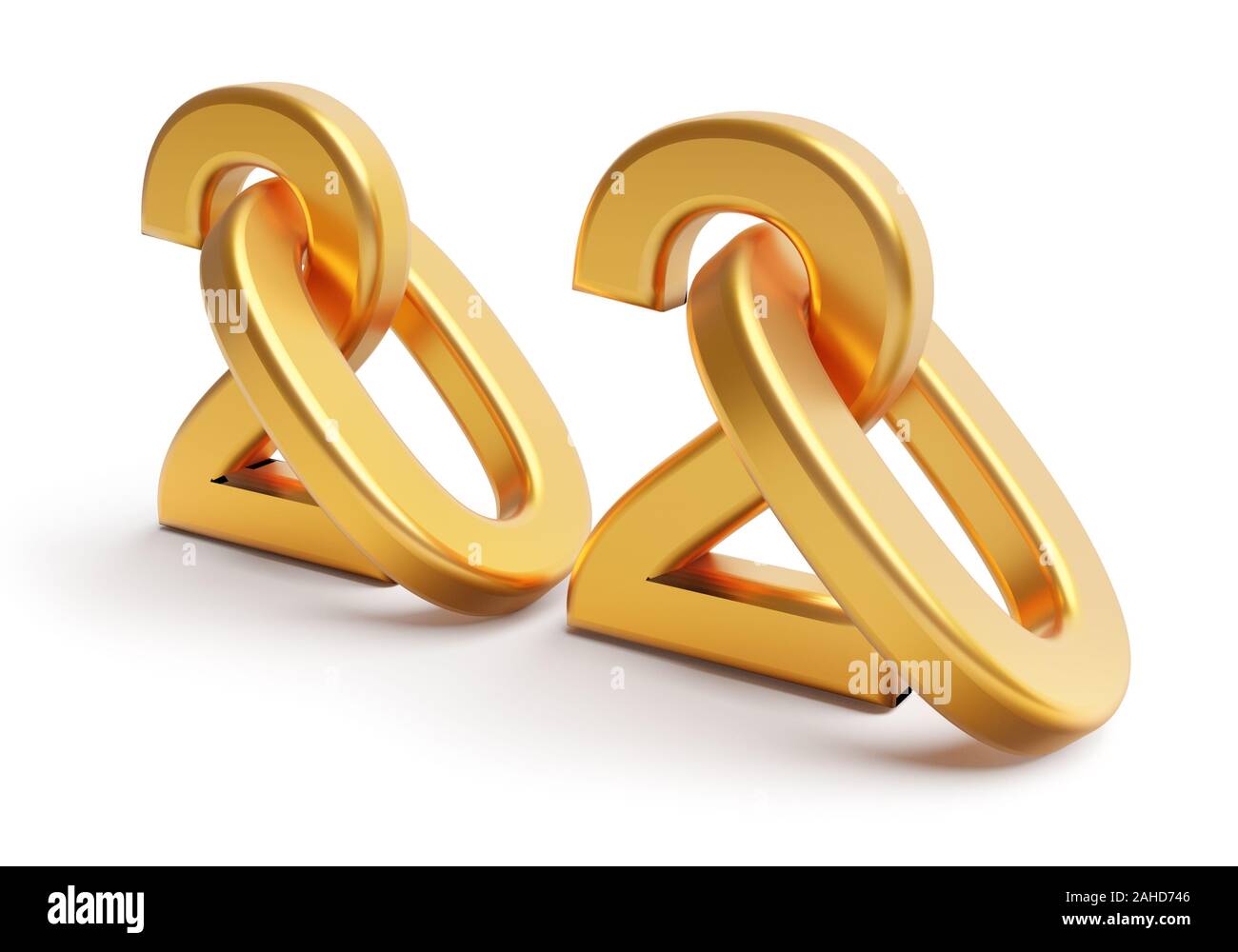 Gold zahlen Neuen Jahr 2020 mit Schatten. 3D-Rendering Stockfoto