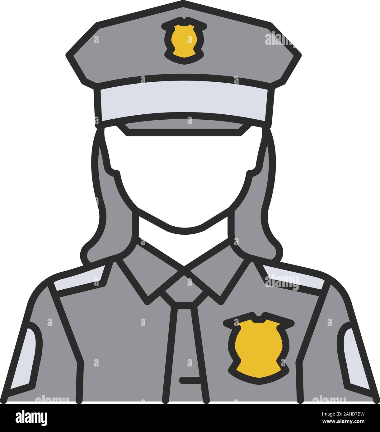 Polizistin Farbe Symbol. Polizeioffizier. Cop. Isolierte Vector