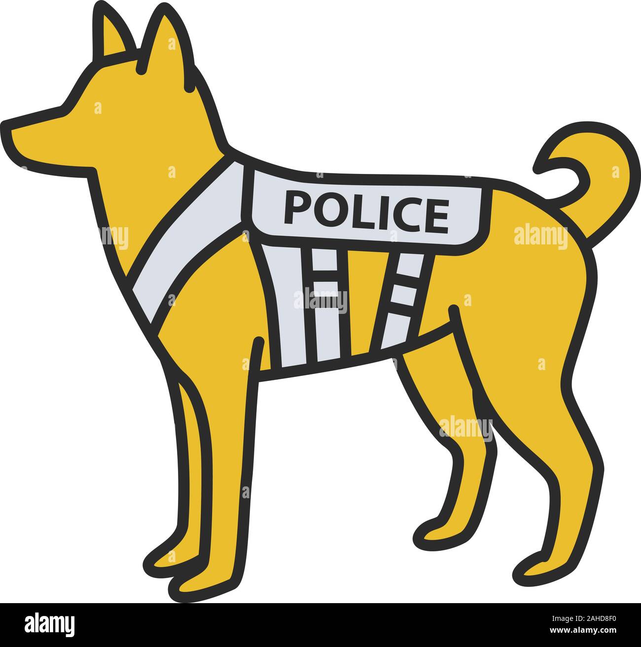 K9 Polizei hund Farbe Symbol. Deutscher Schäferhund. Militärische Hunderasse. Isolierte Vector Illustration Stock Vektor