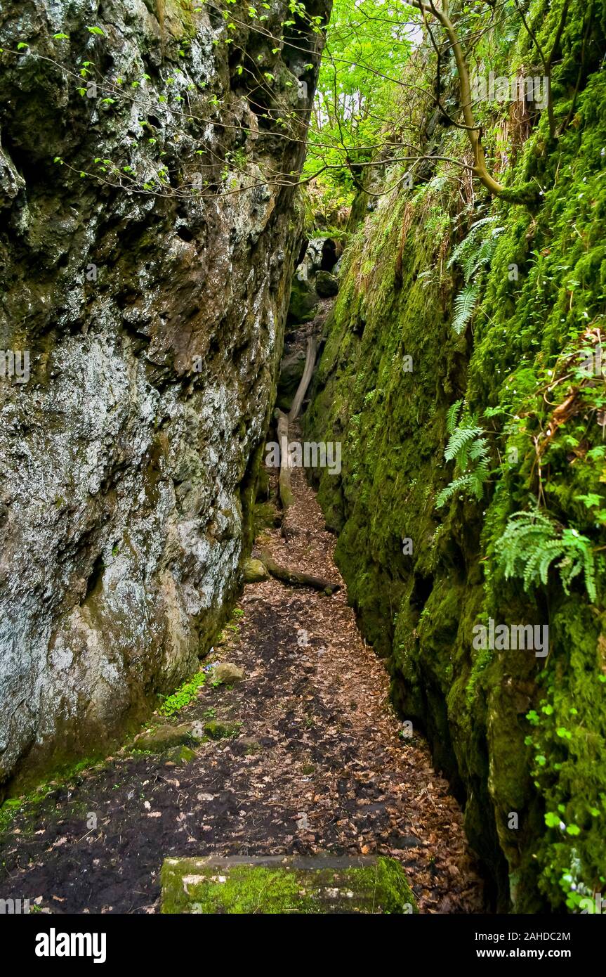 Die "Schlucht" an Odin Mine - ein opencut durch Blei, Bergleute, Ausbau der gesamten mineralischen Ader in den Prozess. Stockfoto