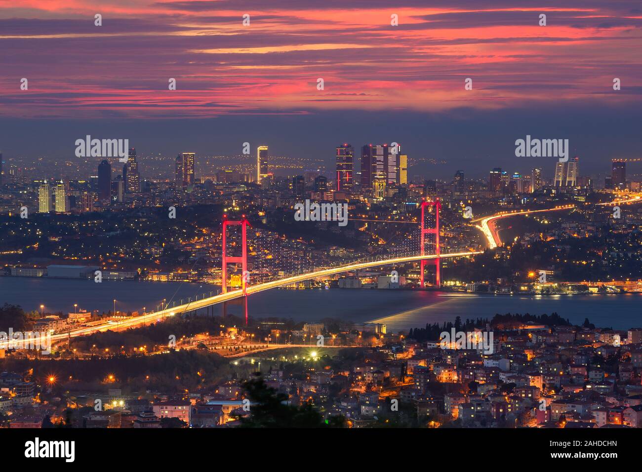 Panorama der Bosporus Brücke in Istanbul, Türkei Stockfoto