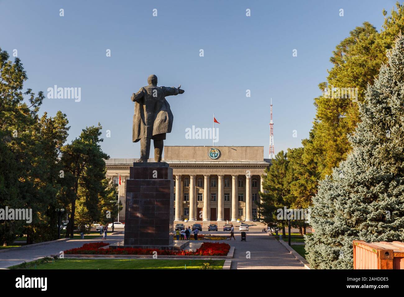 Bischkek, Kirgisistan - September 18, 2019: Denkmal für Lenin in Bischkek. Stockfoto