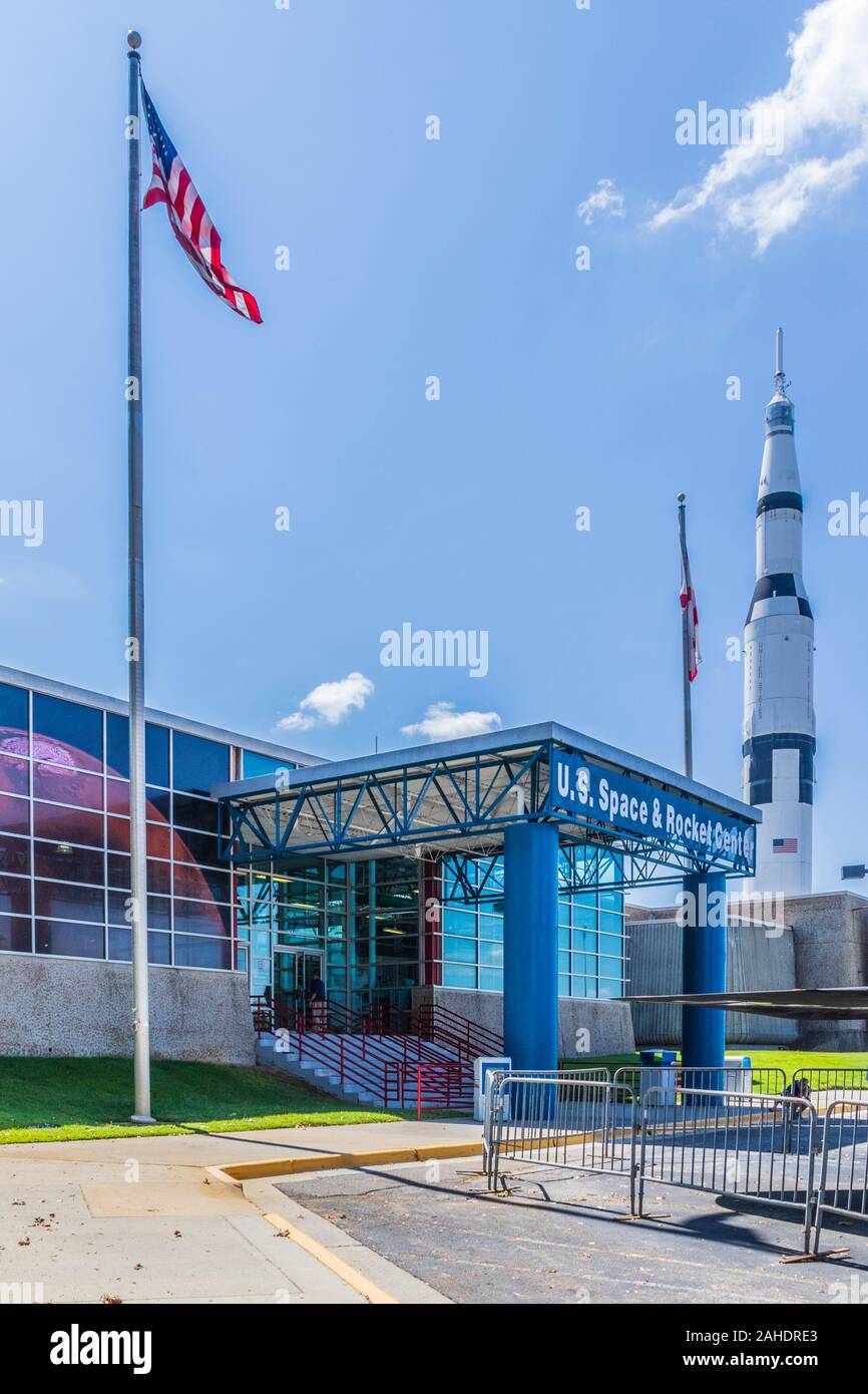Saturn V Rakete Replik in US-Space und Rocket Center Museum am Marshall Space Flight Center in Huntsville, Alabama. Stockfoto