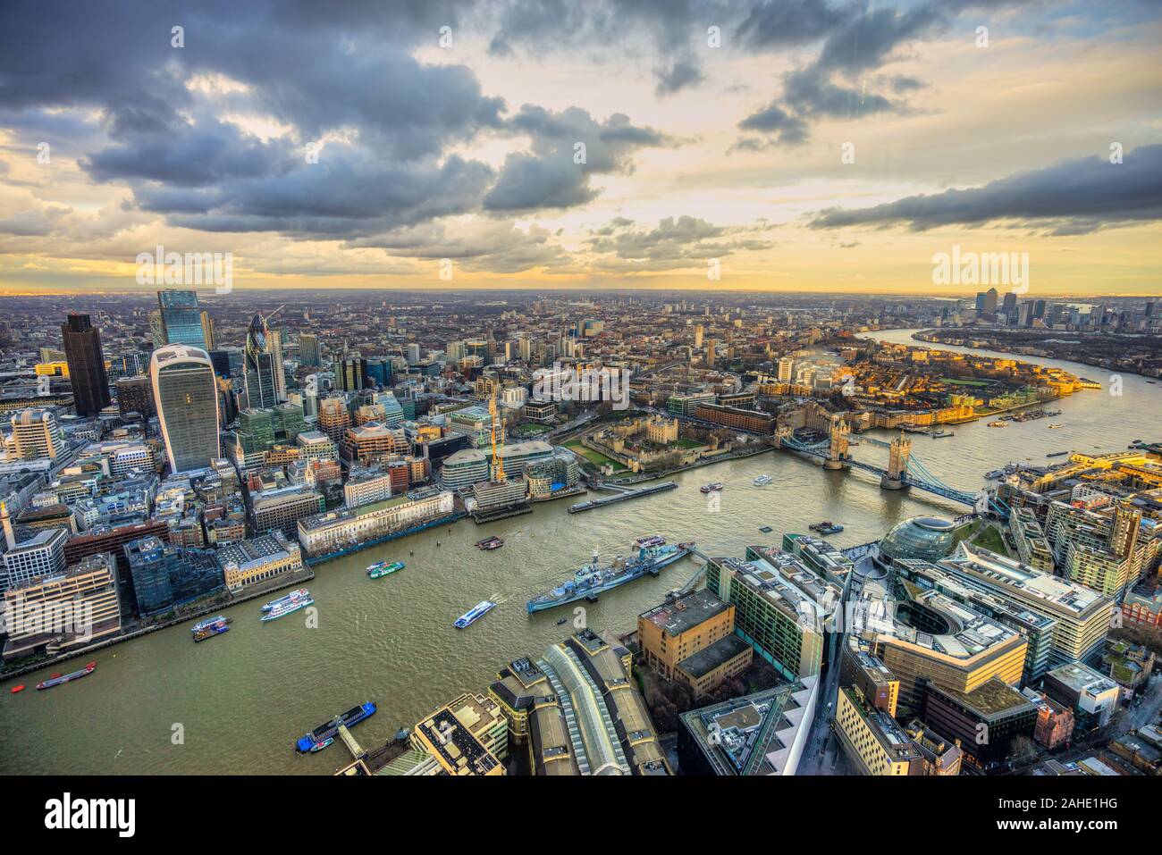 Sonnenuntergang über London, Blick von der Shard. London, UK Stockfoto