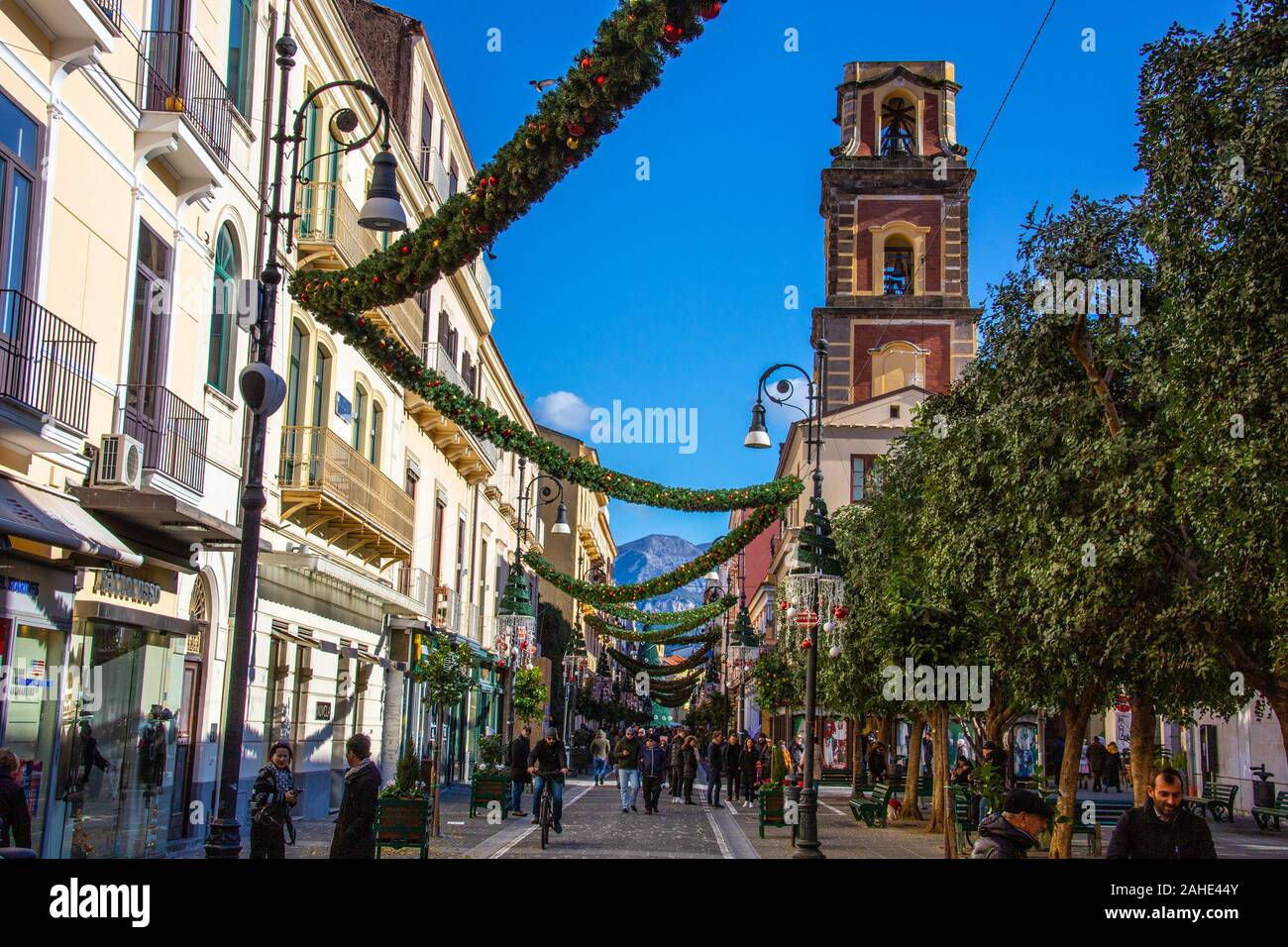 Weihnachten auf dem Corso Italia, Sorrento, Kampanien, Italien Stockfoto