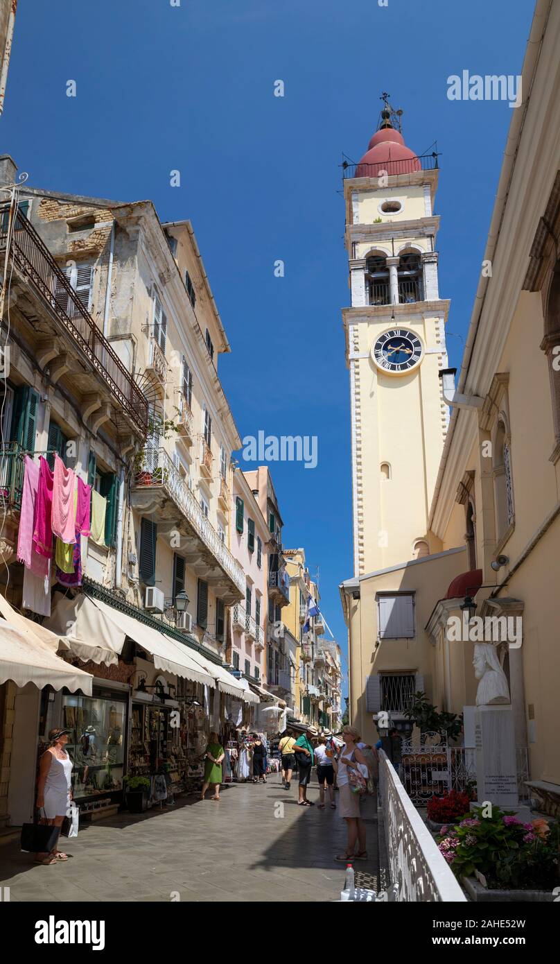 Kirche Saint-Spyridon in Der Griechischen Altstadt von Korfu Stockfoto